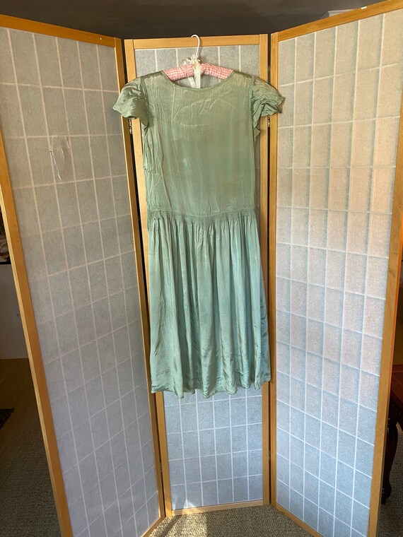 Vintage 1920’s 1930’s green micro polka dot dress - image 10