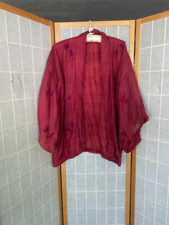 Vintage antique 1920’s red silk embroidered kimono