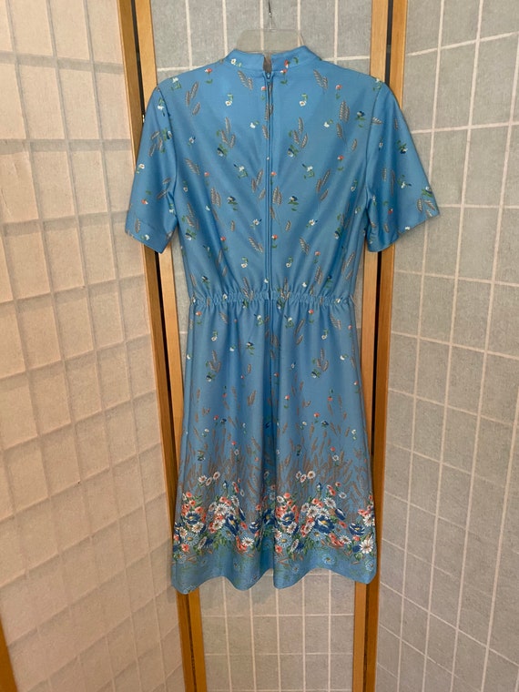 Vintage 1970’s blue floral polyester dress by She… - image 5
