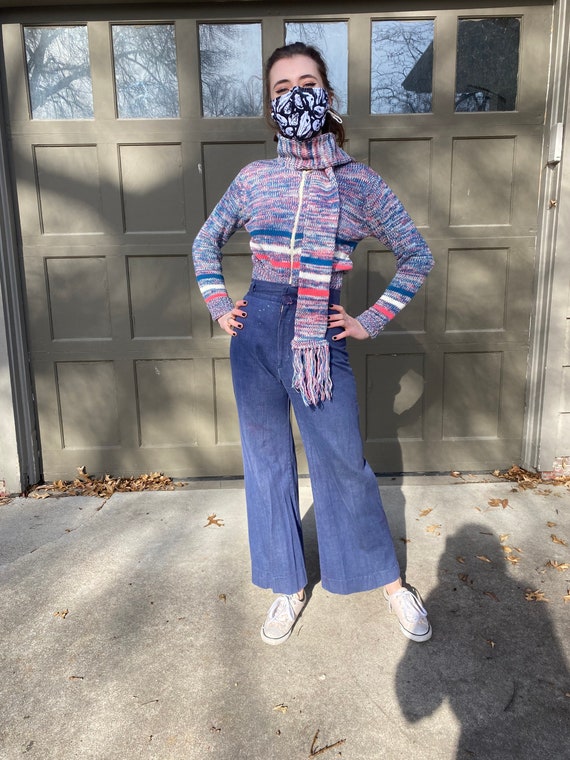 Vintage 1970’s blue denim wide leg pants, size xs