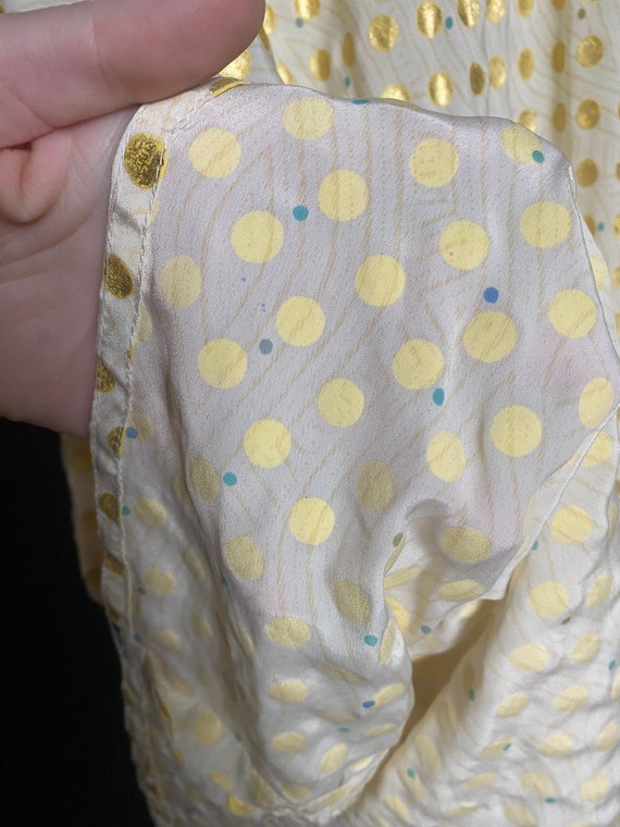 Vintage 1950’s cream and metallic gold polka dot … - image 8