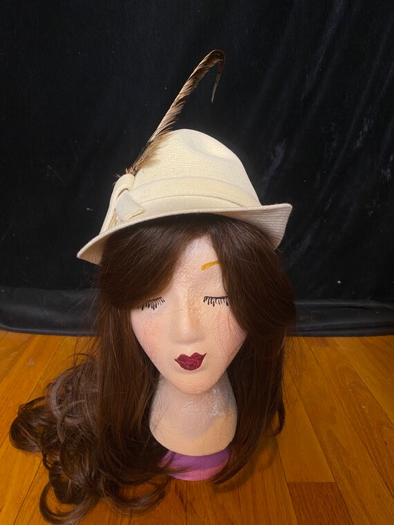 Saks 5th Avenue Cream Wool Fedora 0400017555409_GOLDENHONEY?wid=  main image 3