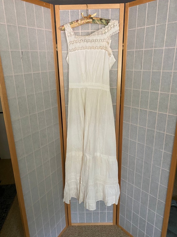 Vintage antique white cotton petticoat dress, 1900