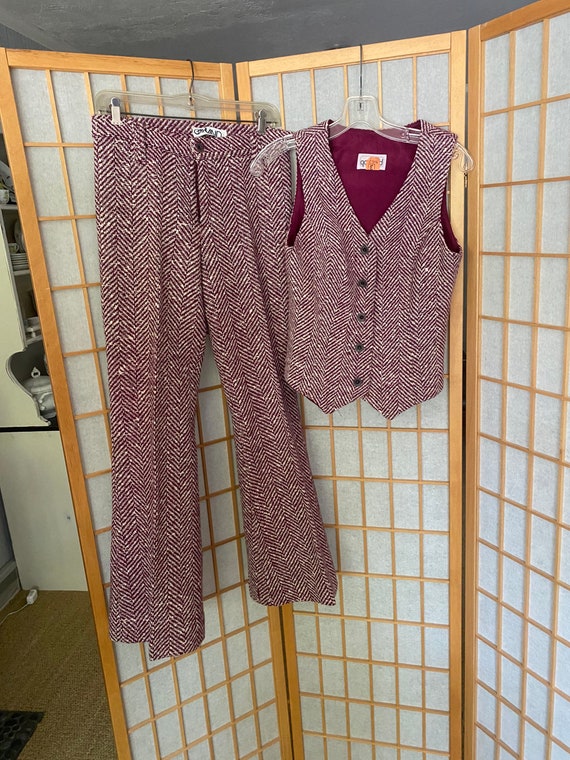 Vintage 1970’s purple and white Herringbone vest a