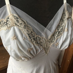 Vintage 1960's Sheer Cream Colored Lingerie, Slip, Nightie, size small image 3