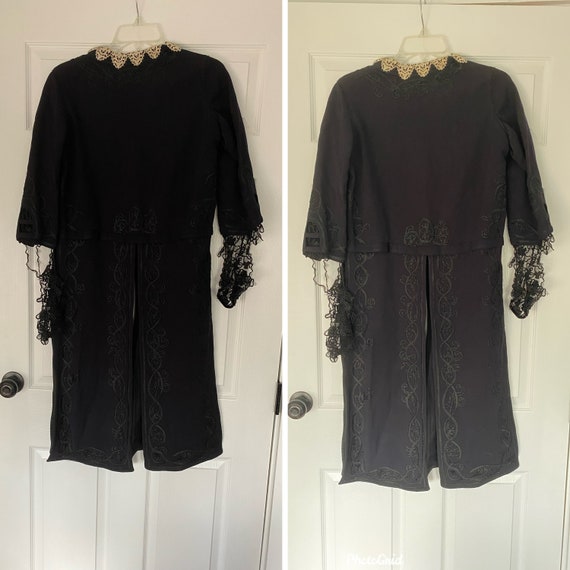 Vintage antique 1900’s black embroidered coat, si… - image 4