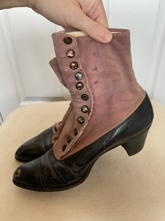 Antique 1900s 1910s purple and black women’s boots