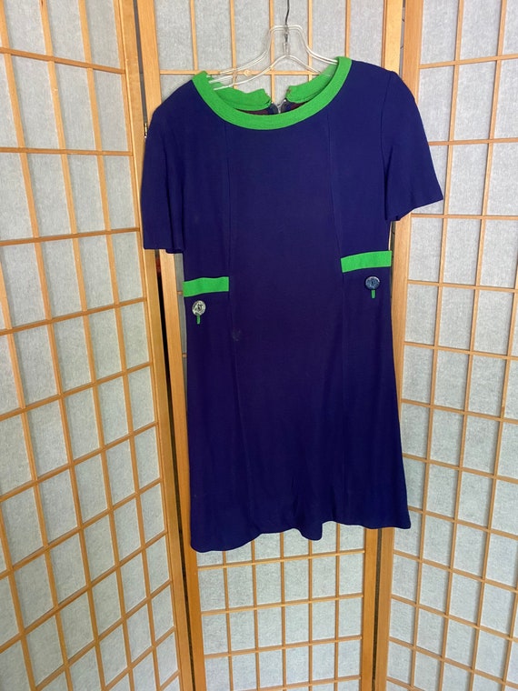 Vintage 1960’s blue and lime green shirt dress