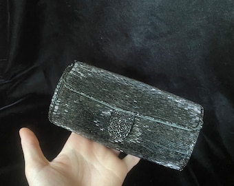 Vintage 1960’s black beaded fancy evening clutch purse