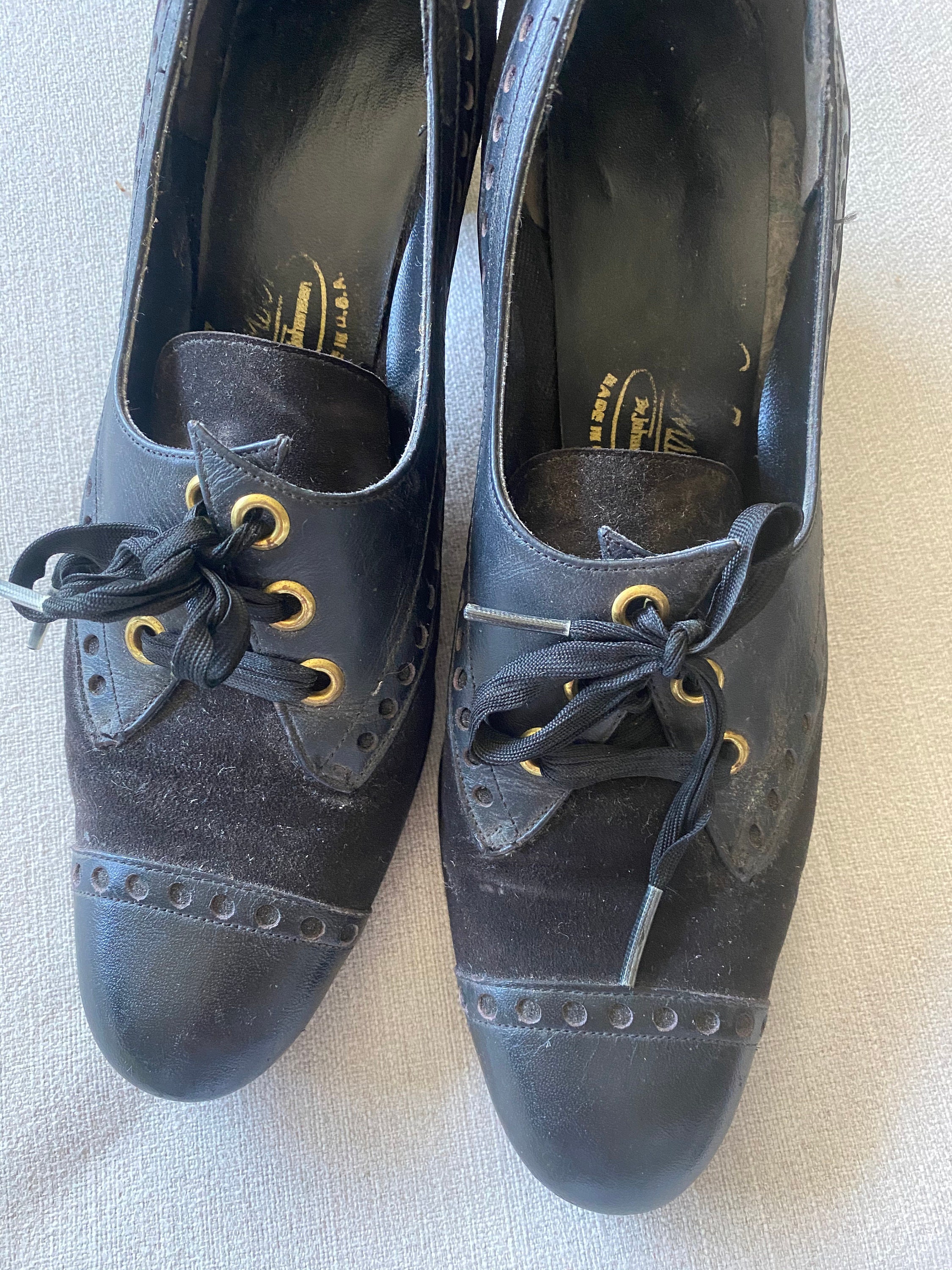 Vintage 1930's Black Leather High Heel Shoes Size 7 - Etsy