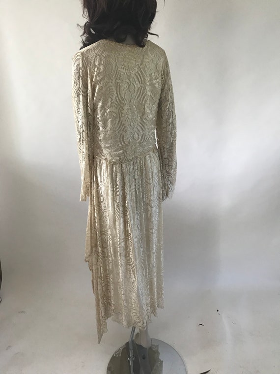 Vintage 1920s lace wedding dress with beading - image 7