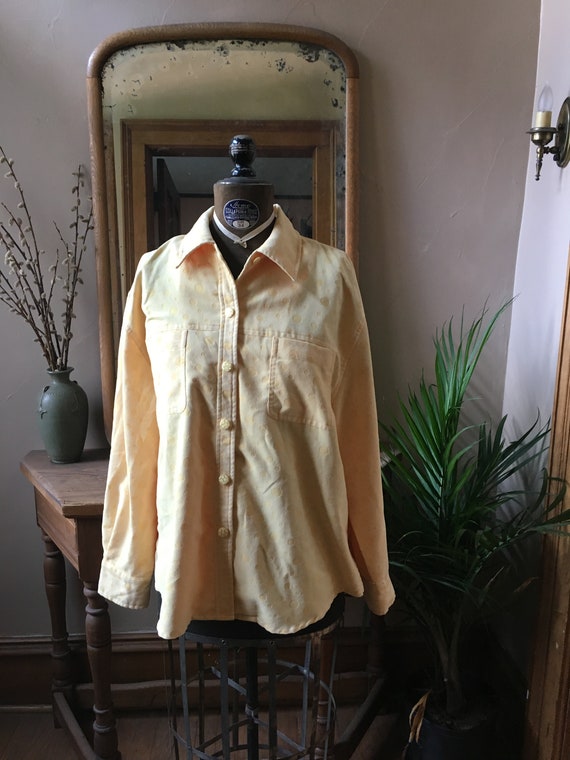 Vintage 1980's Soft Yellow Polka Dot Blouse, size… - image 1