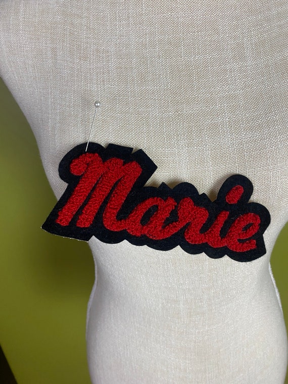 Vintage 1950’s black and red Marie name patch for… - image 1