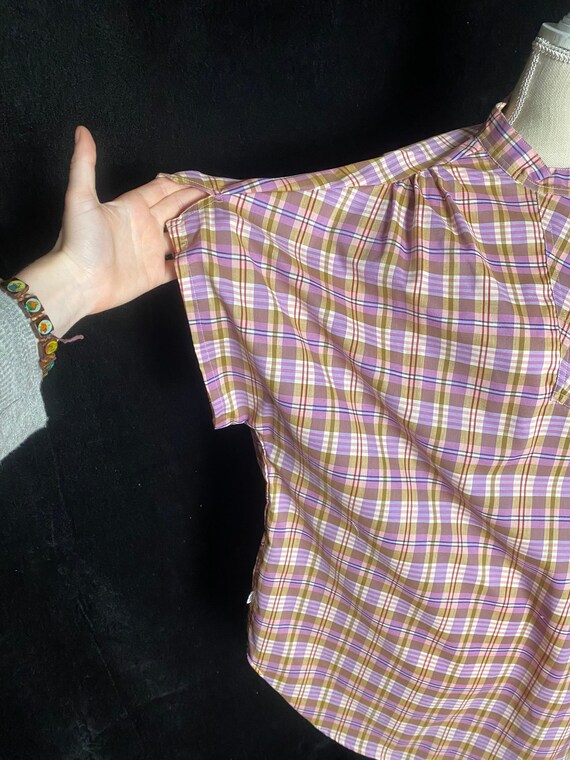 Vintage 1970’s purple plaid Levi’s smock button b… - image 4