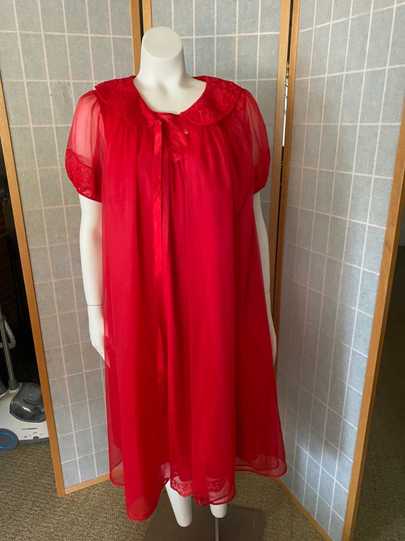 Vintage 1950’s red nylon and lace lingerie, peigno