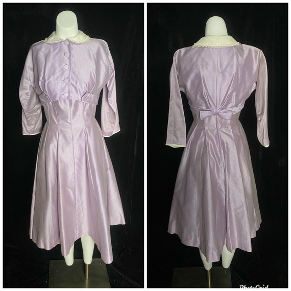 Vintage 1950’s lavender purple fit and flare dres… - image 2
