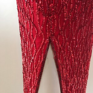 Vintage 1980s Full length red silk sequin dress image 3