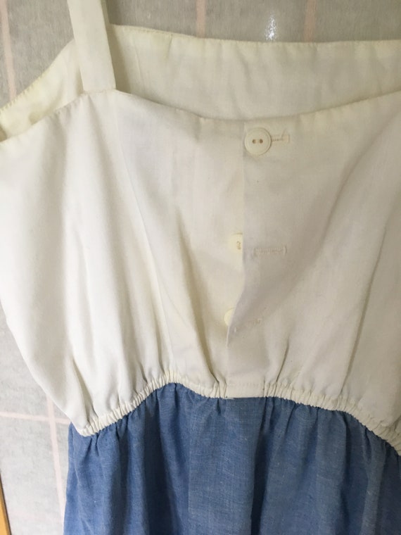 Vintage 1970's White and Blue Chambray Sun Dress … - image 5