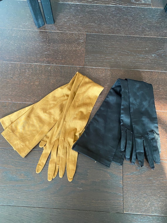 Vintage and antique black and gold evening gloves