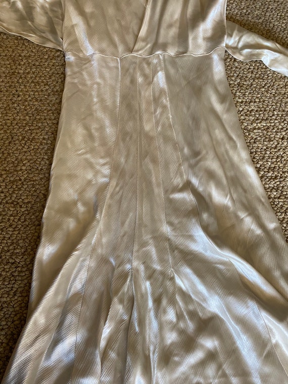 Vintage 1930's Cream Liquid White Satin Biased Cu… - image 7