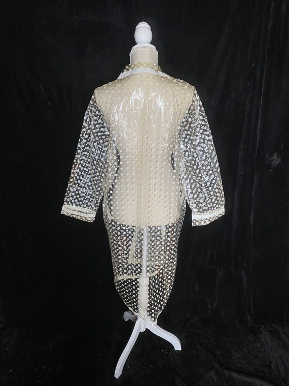 Vintage 1970’s clear vinyl raincoat with white po… - image 7