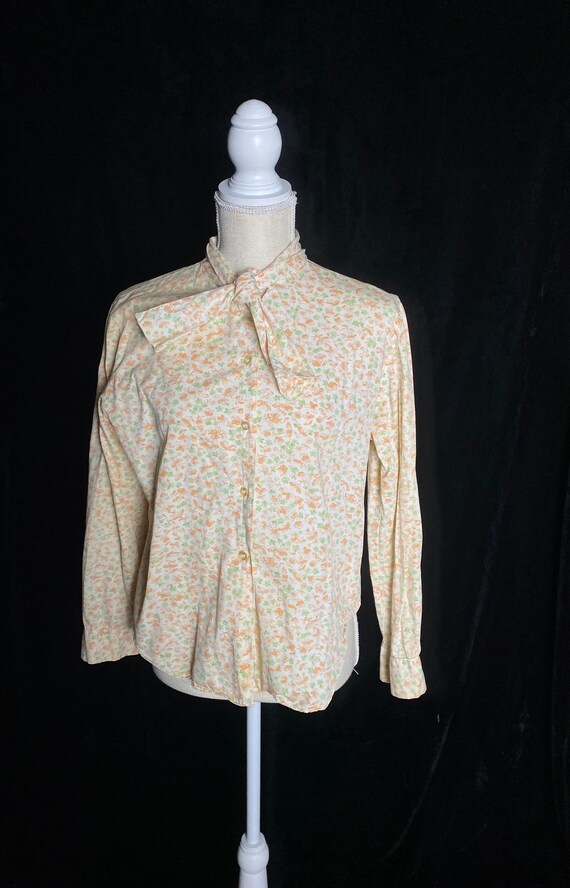 Vintage 1960’s white cotton blouse with orange an… - image 2