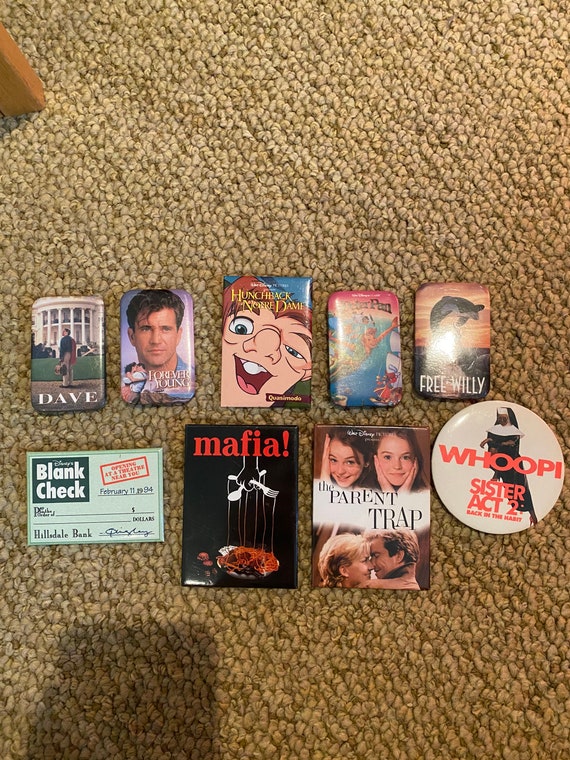 Vintage 1990’s movie buttons, pins