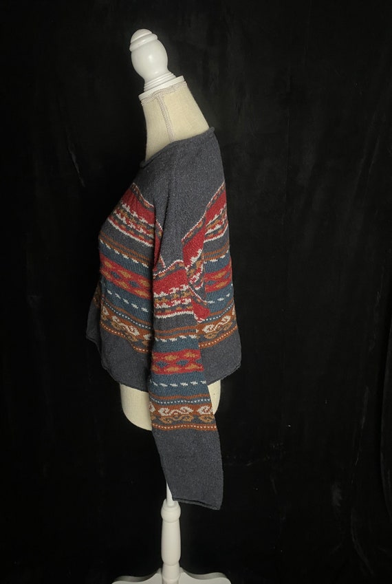 Vintage 1990’s blue, orange and maroon stripe pul… - image 5