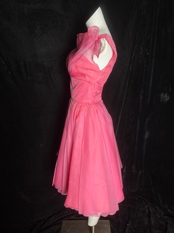 Vintage 1950’s bright pink sheer tulle party dres… - image 2