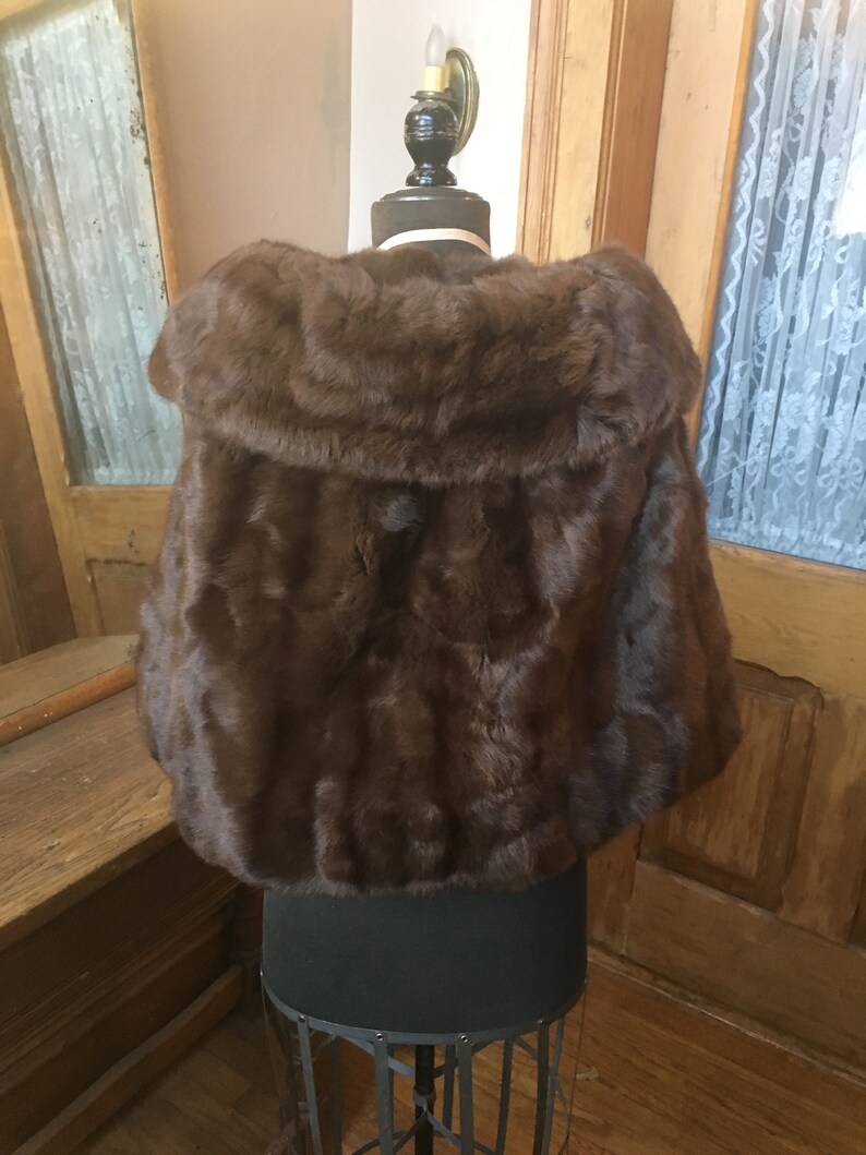 Vintage Brown Fur Capelet Jacket