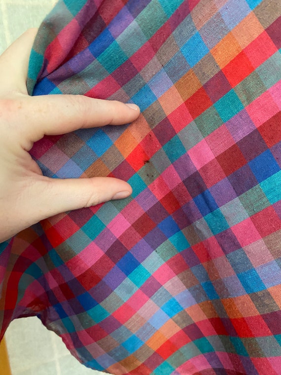 Vintage 1970’s, 1980’s pink colorful plaid dress - image 7