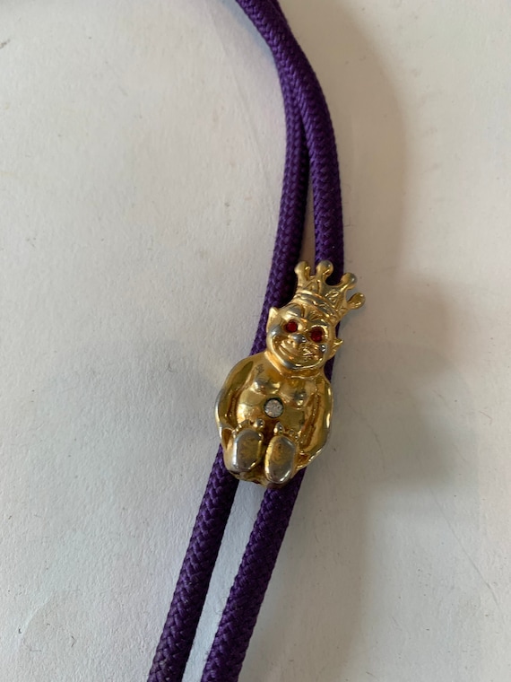 Vintage 1980's Purple Shriner Mason Bolo Tie with… - image 1