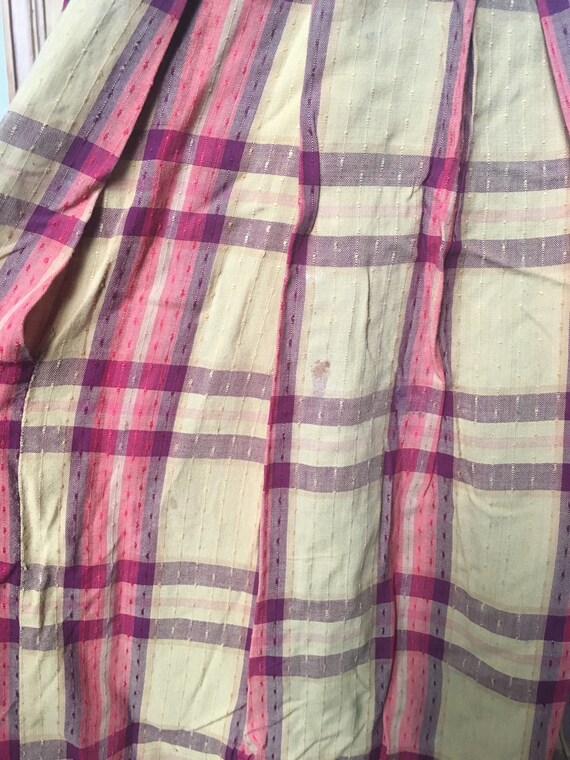 Vintage 1950's Golden Yellow and Pink Plaid Day D… - image 5