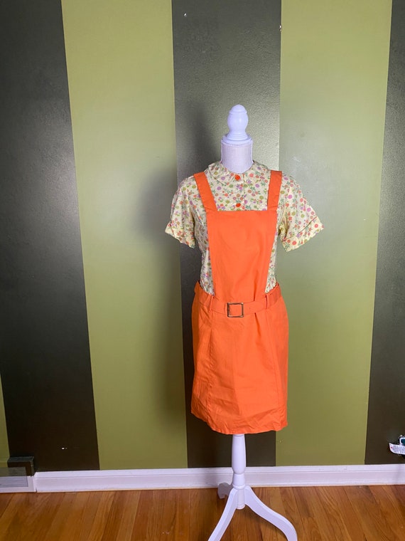 Vintage 1960’s orange and yellow floral shift dre… - image 1