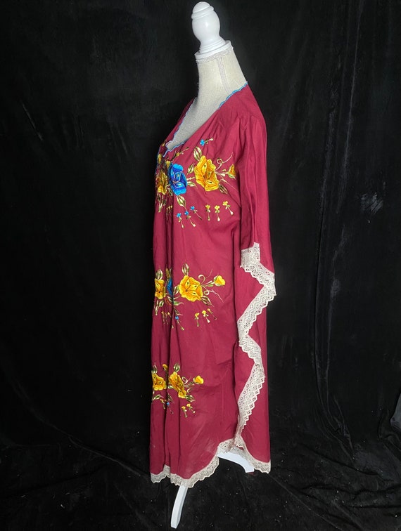 Vintage 1960’s 1970’s purple maroon kaftan mumu w… - image 6