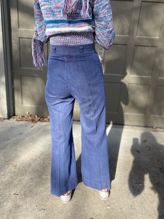 Vintage 1970’s blue denim wide leg pants, size xs - image 5