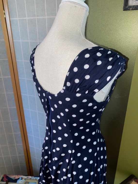 Vintage 1980’s navy blue and white polka dot dres… - image 8