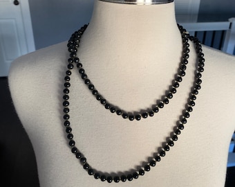 Vintage 1950’s long black Miriam Haskell beaded necklace