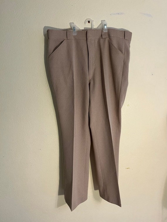 Vintage 1970's mens light brown polyester pants