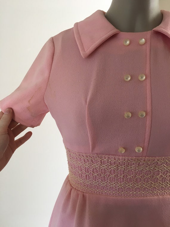 Vintage 1970's Pink Polyester Girl's Peasant Mini… - image 5