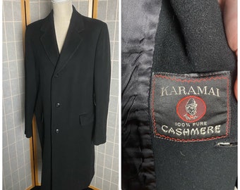 Vintage 1950's Black 100% Cashmere Men's Coat, Karamai - Etsy