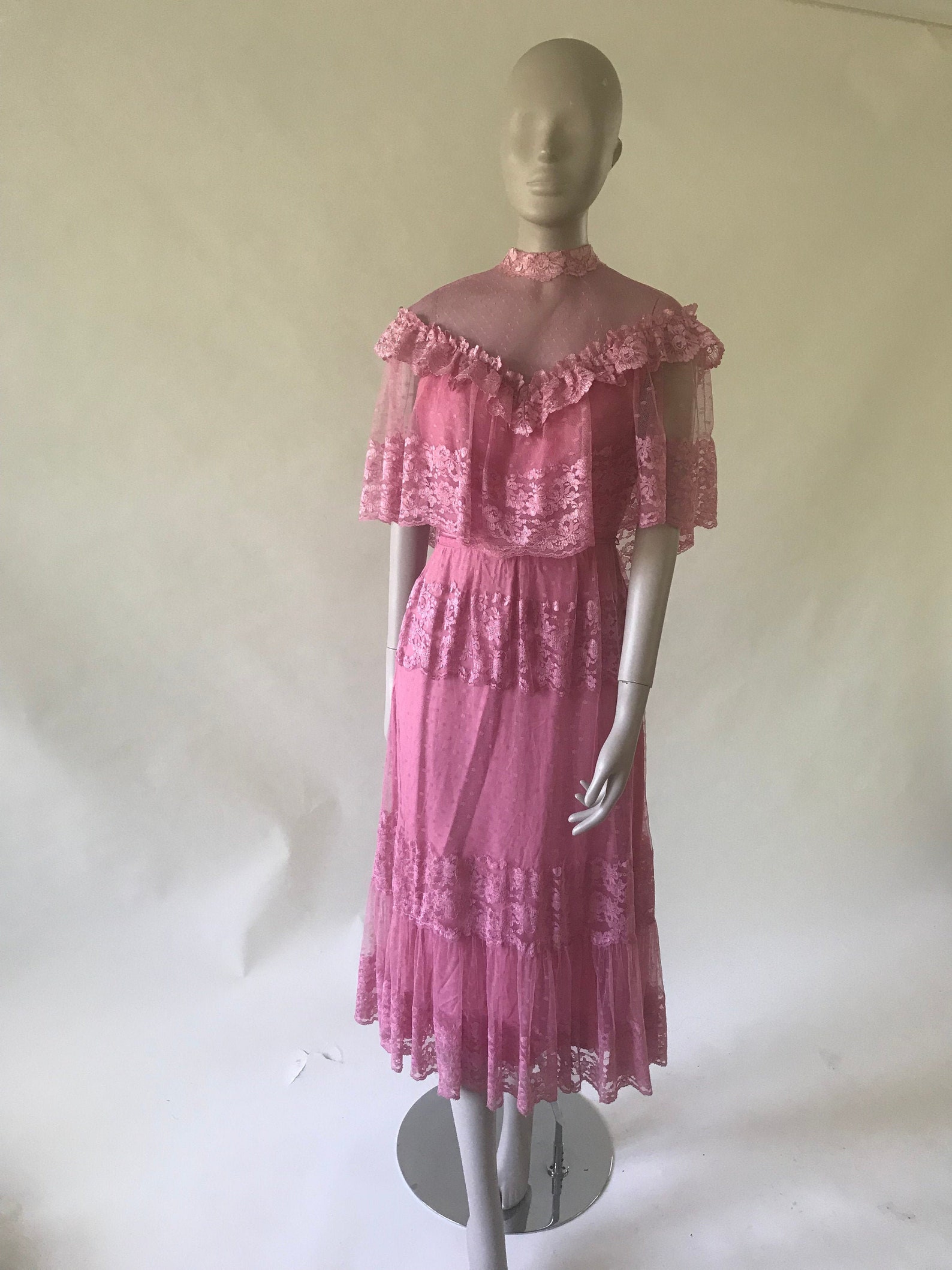 Vintage Late 1970s Early 1980s Pink Lace Bridesmaids Dress - Etsy