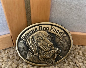Vintage 1980 de latón caza correa del perro hebilla, comida del perro Wayne