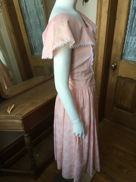 Vintage 1980's Pink and White Dress, Size XS - image 4