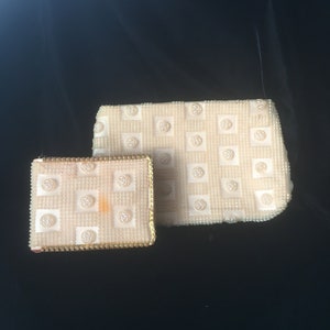 Vintage 1960 de 1960 de la cartera de cuentas de rosa de 1960 y el juego de coincidencia del bolso del embrague