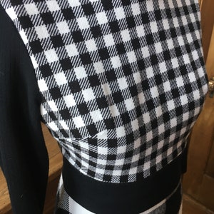 Vintage 1960s Black and White Gingham Knit Dress, Size Small, Vicky Vaughn image 3