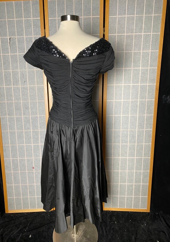 Vintage 1950’s black gathered dress with buttons … - image 5