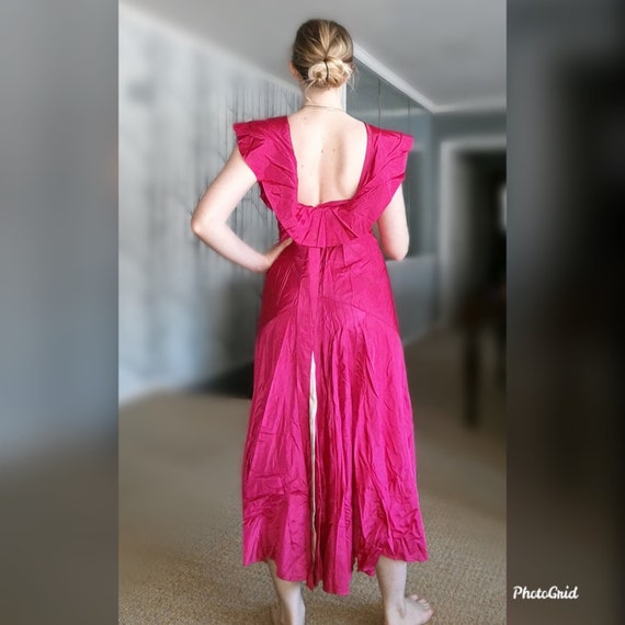 Vintage Antique 1930's Hot Pink Satin Wiggle Dres… - image 3