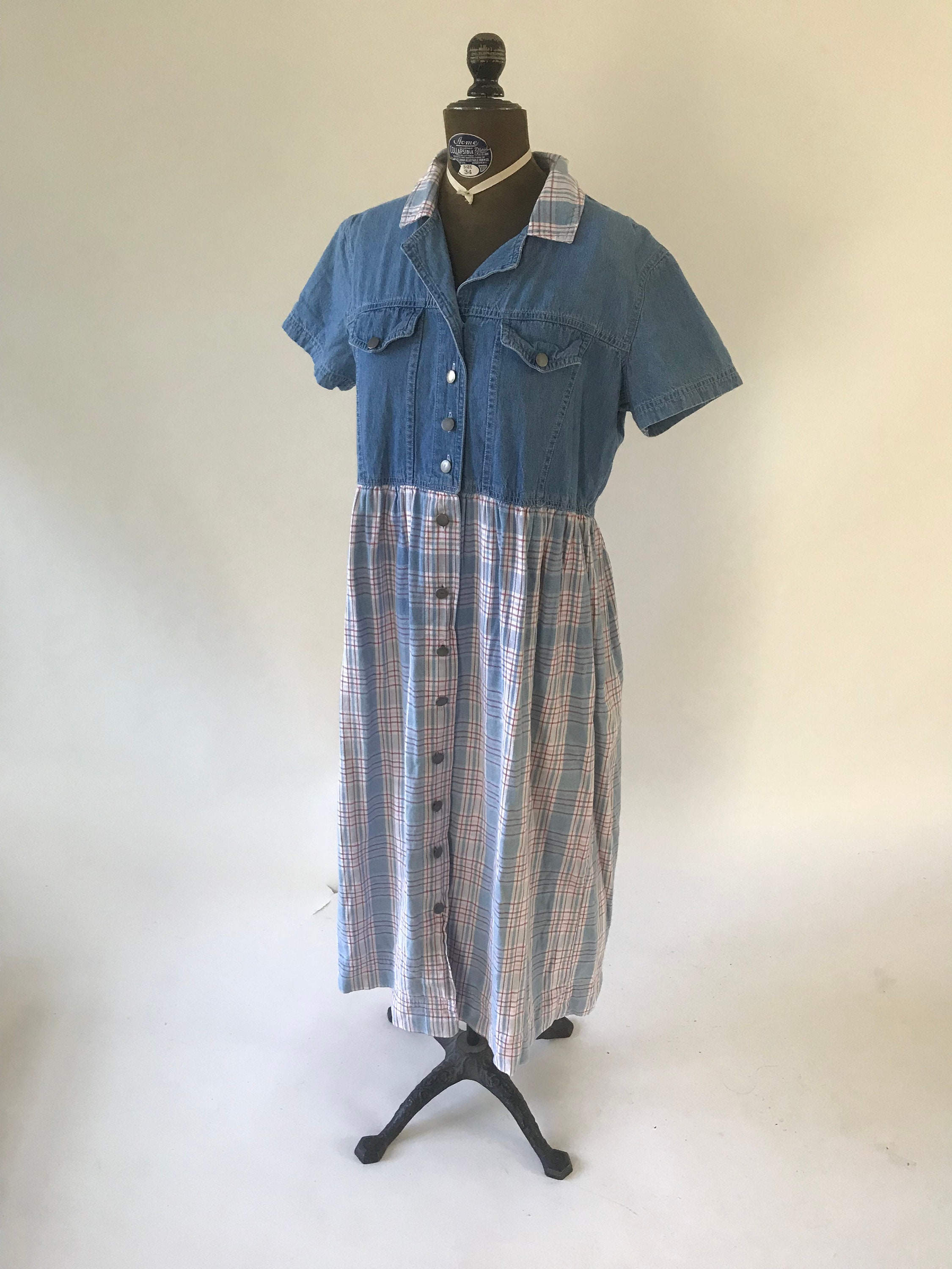 Vintage Late 1980s Early 1990s Denim Plaid and Light Blue - Etsy