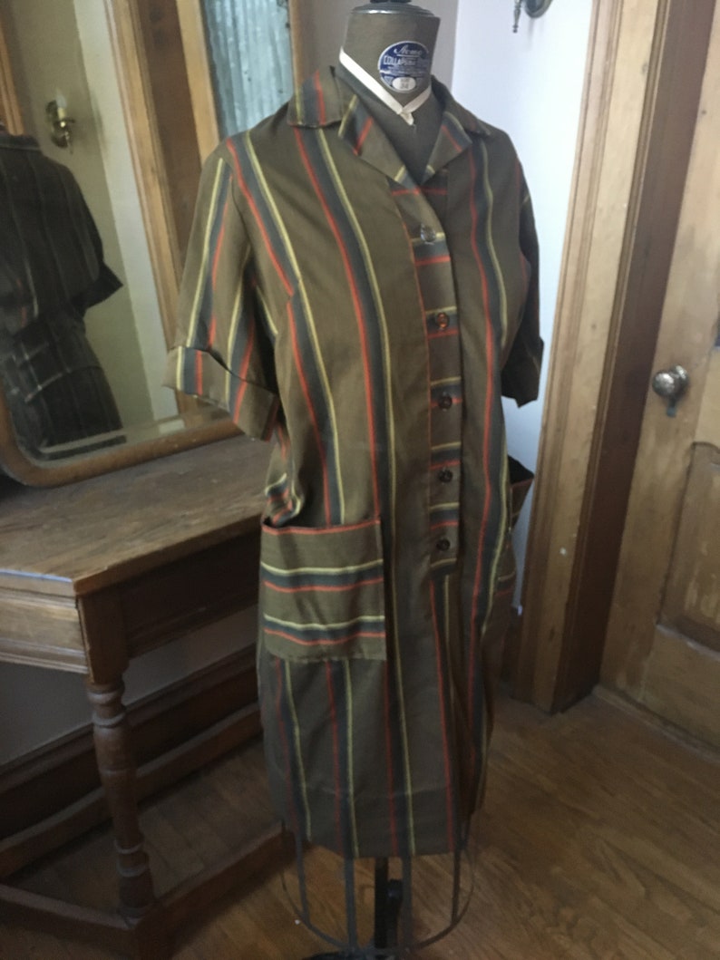 Orange Striped T-Shirt Dress Vintage 1960/'s Brown